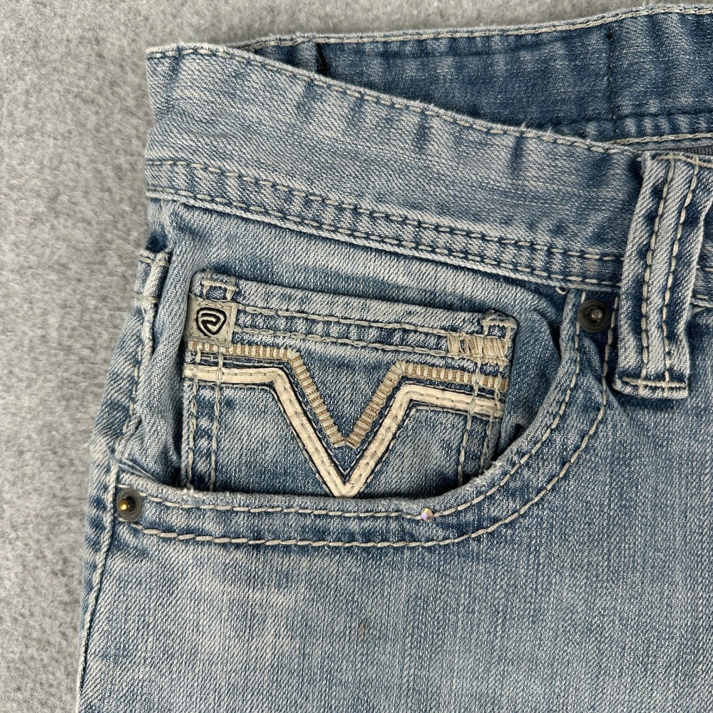 Rock & Roll Denim Jeans Men 34 Blue Revolver Straight Slim Straight Rodeo Cowboy - Picture 12 of 15